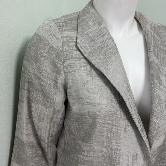 Eileen Fisher | Silver Metalic Funnel Neck Jacket Petite Medium - Picture 6 of 14